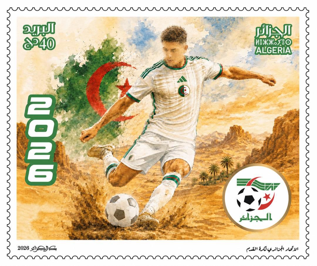 الطابع البريدي التاريخي للمنتخب الوطني 2026